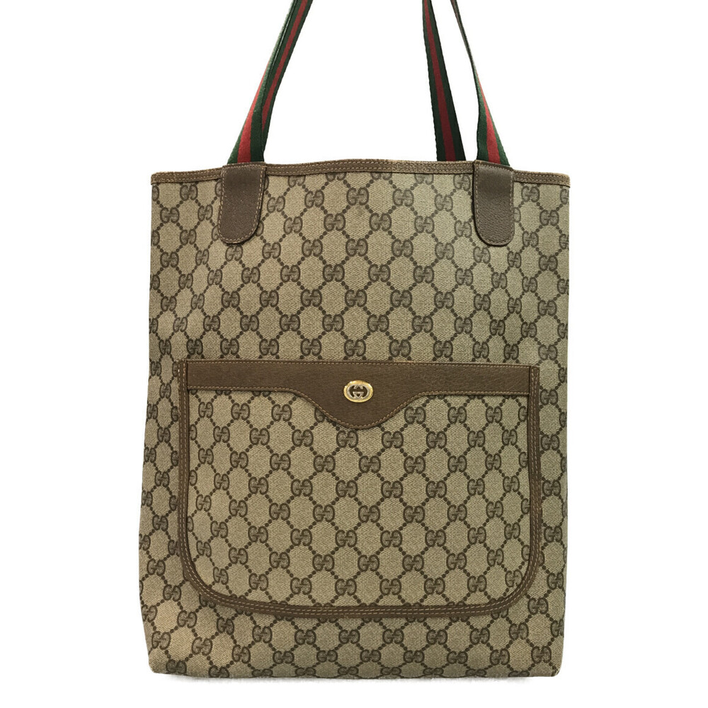 Gucci tote bag classic GG Supreme canvas brown leather